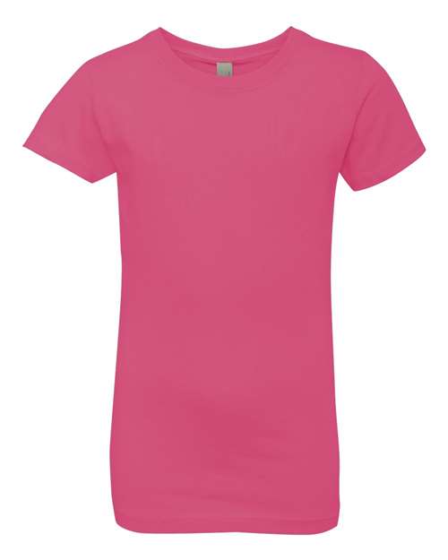 Girls’ Cotton Princess T-Shirt Next Level Hot Pink