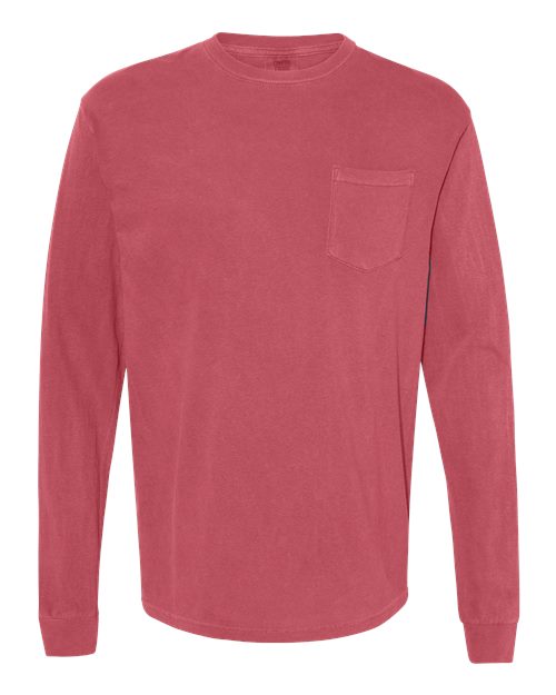 Unisex Garment-Dyed Heavyweight Long Sleeve Pocket T-Shirt Comfort Colors Crimson
