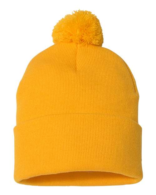 12" Pom-Pom Cuffed Beanie Sportsman Gold One Size