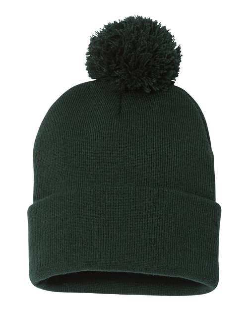 12" Pom-Pom Cuffed Beanie Sportsman Forest One Size