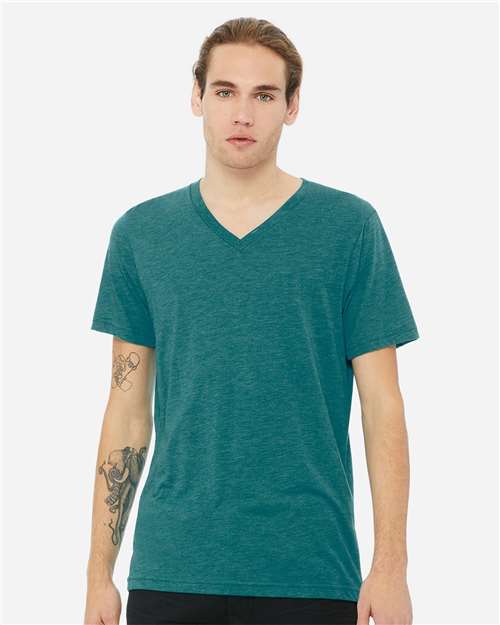 Unisex Triblend V-Neck Tee BELLA + CANVAS Teal Triblend