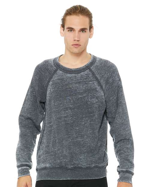 Unisex Sponge Fleece Raglan Crewneck Sweatshirt BELLA + CANVAS Grey Acid Wash