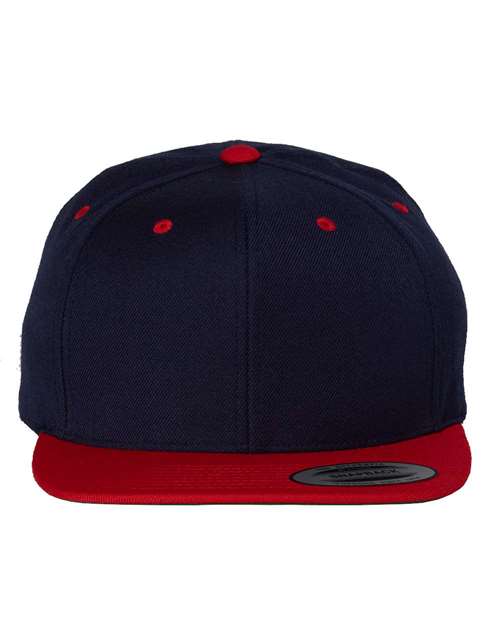Premium Flat Bill Snapback Cap YP Classics Navy Red Adjustable