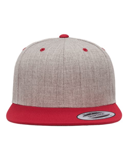 Premium Flat Bill Snapback Cap YP Classics Heather Grey Red Adjustable