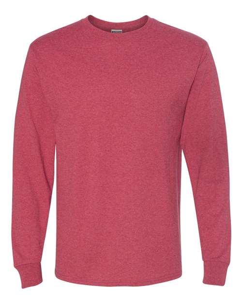 Unisex Dri-Power® Long Sleeve 50/50 T-Shirt JERZEES Vintage Heather Red