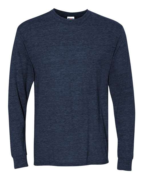 Unisex Dri-Power® Long Sleeve 50/50 T-Shirt JERZEES Vintage Heather Navy