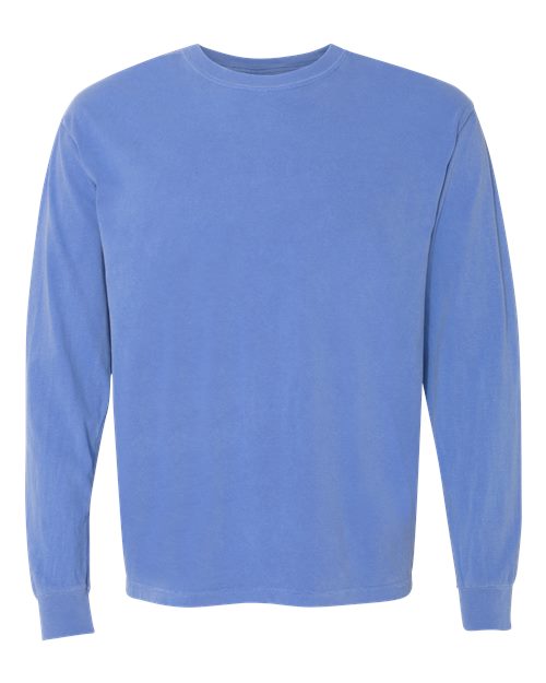 Unisex Garment-Dyed Heavyweight Long Sleeve T-Shirt Comfort Colors Flo Blue