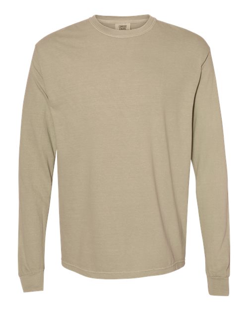 Unisex Garment-Dyed Heavyweight Long Sleeve T-Shirt Comfort Colors Khaki