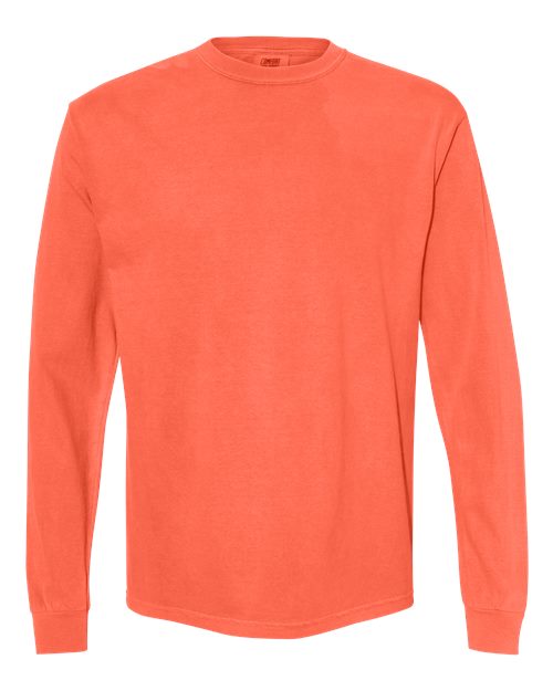 Unisex Garment-Dyed Heavyweight Long Sleeve T-Shirt Comfort Colors Neon Red Orange
