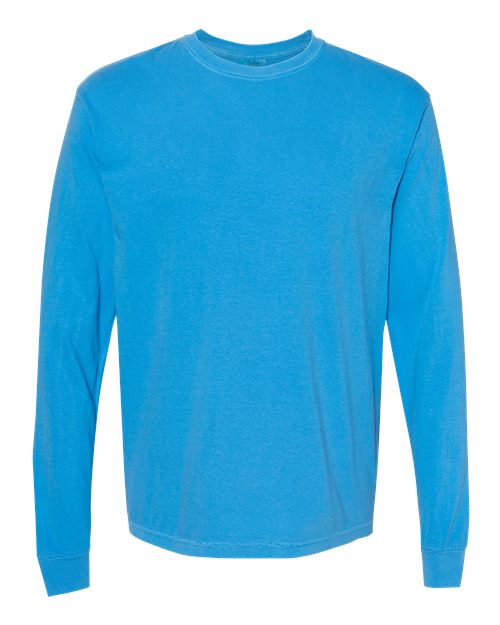 Unisex Garment-Dyed Heavyweight Long Sleeve T-Shirt Comfort Colors Royal Caribe