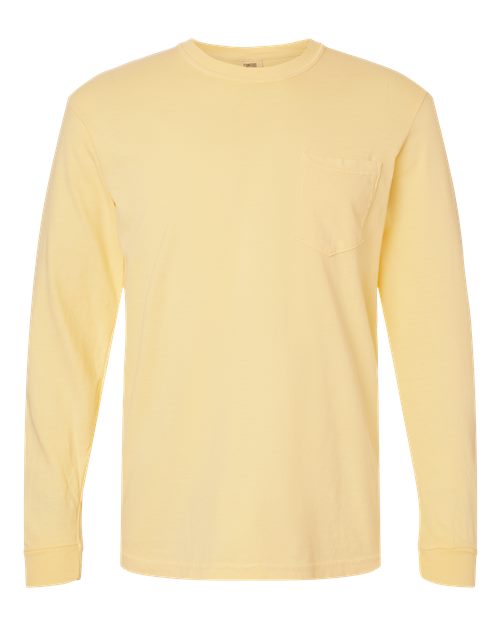 Unisex Garment-Dyed Heavyweight Long Sleeve Pocket T-Shirt Comfort Colors Butter