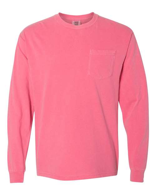 Unisex Garment-Dyed Heavyweight Long Sleeve Pocket T-Shirt Comfort Colors Crunchberry