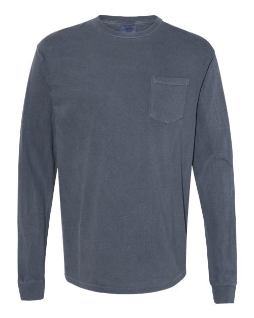 Unisex Garment-Dyed Heavyweight Long Sleeve Pocket T-Shirt Comfort Colors Denim