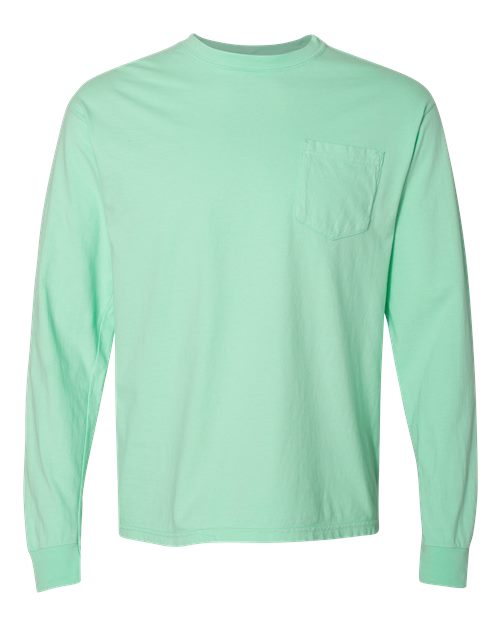 Unisex Garment-Dyed Heavyweight Long Sleeve Pocket T-Shirt Comfort Colors Island Reef