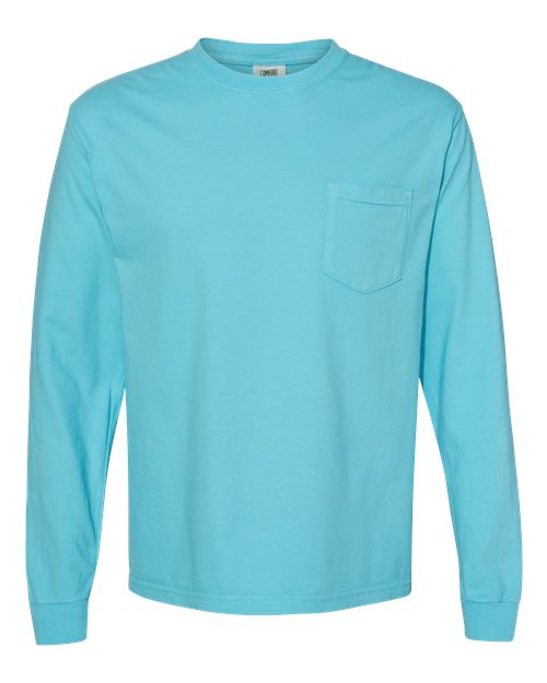 Unisex Garment-Dyed Heavyweight Long Sleeve Pocket T-Shirt Comfort Colors Lagoon