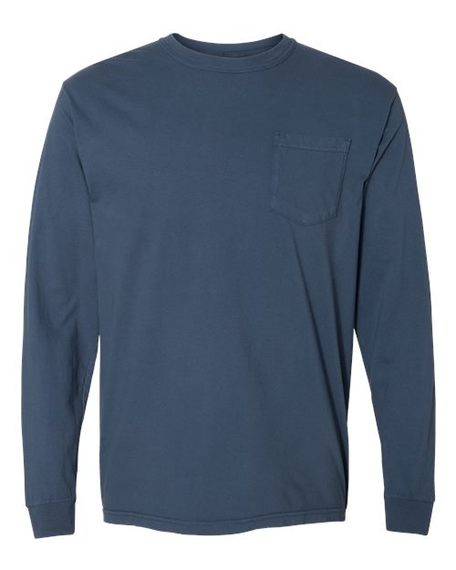 Unisex Garment-Dyed Heavyweight Long Sleeve Pocket T-Shirt Comfort Colors Midnight