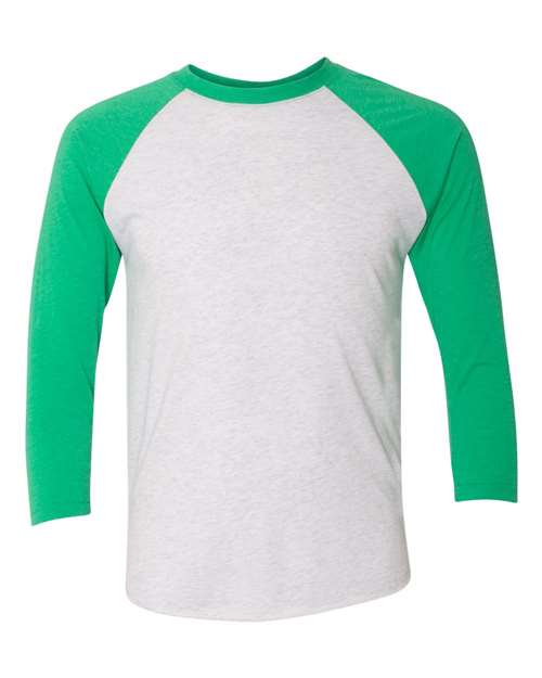 Unisex Triblend Three-Quarter Raglan T-Shirt Next Level Envy Sleeves Heather White Body