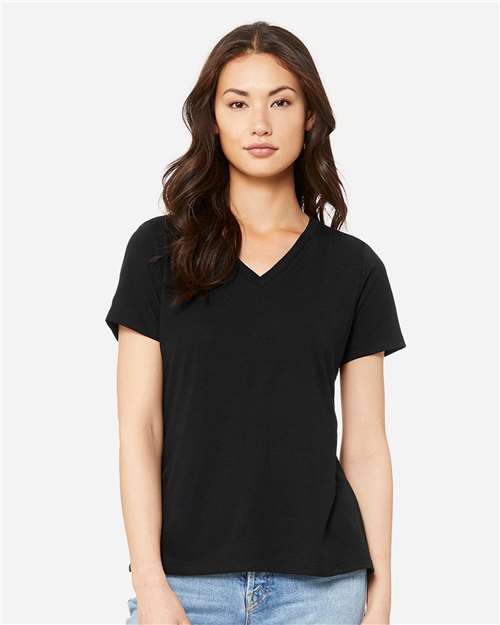 Women's Relaxed Triblend V-Neck Tee BELLA + CANVAS Solid Black Triblend
