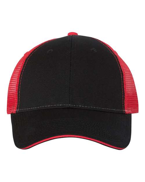 Sandwich Trucker Cap Valucap Black Red Adjustable