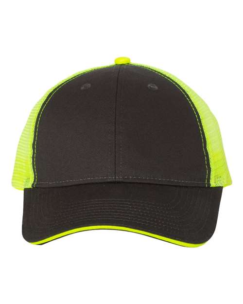 Sandwich Trucker Cap Valucap Charcoal Neon Yellow Adjustable