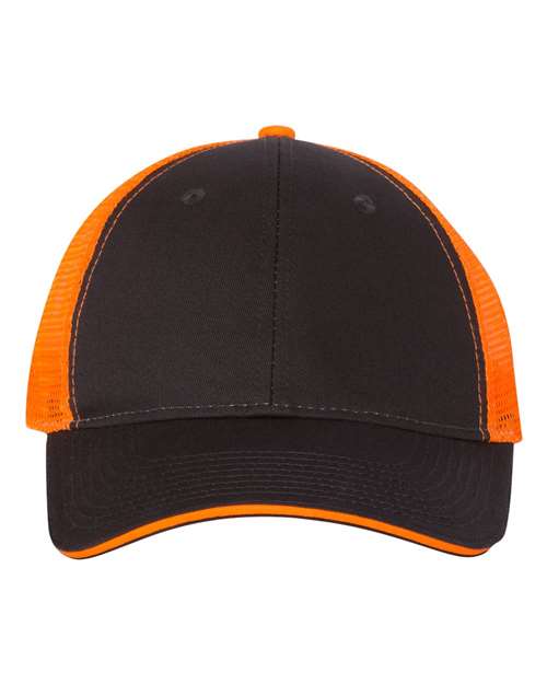 Sandwich Trucker Cap Valucap Charcoal Neon Orange Adjustable