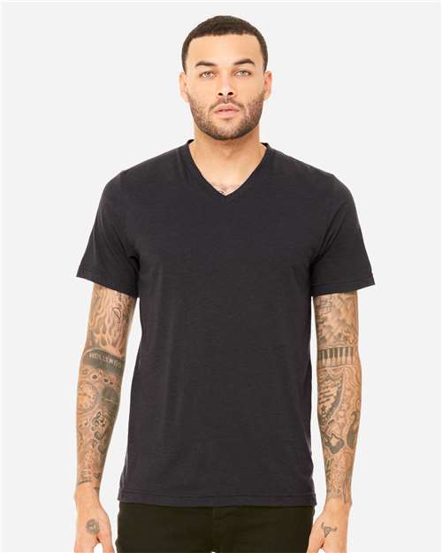 Unisex Triblend V-Neck Tee BELLA + CANVAS Solid Dark Grey Triblend