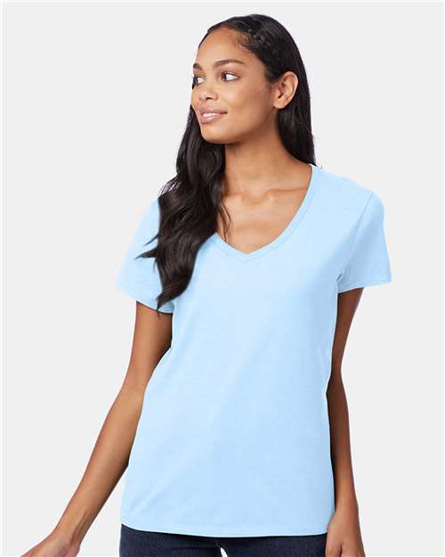 Women's Perfect-T V-Neck T-Shirt Hanes Light Blue