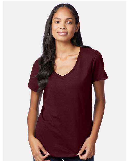 Women's Perfect-T V-Neck T-Shirt Hanes Maroon