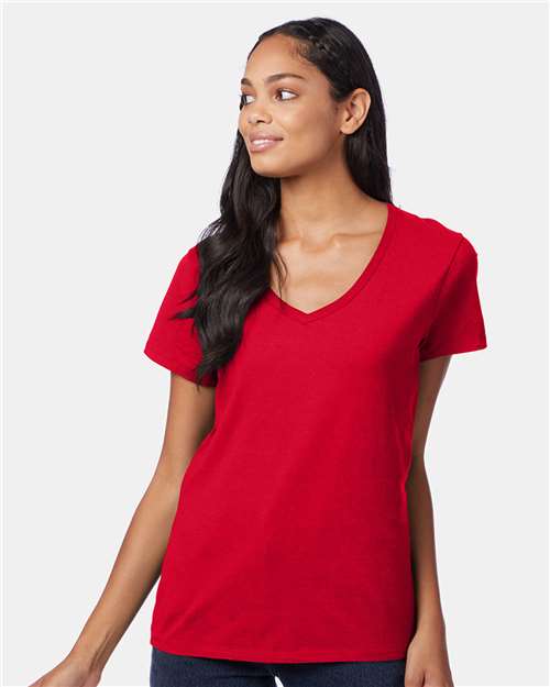 Women's Perfect-T V-Neck T-Shirt Hanes Deep Red