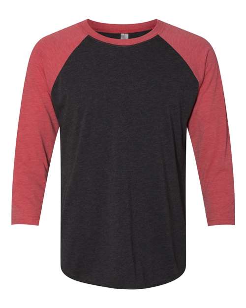 Unisex Triblend Three-Quarter Raglan T-Shirt Next Level Vintage Red Sleeves Vintage Black Body