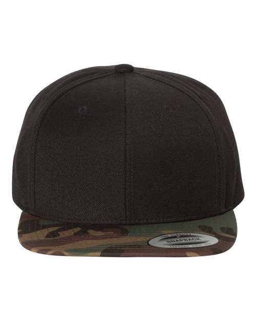 Premium Flat Bill Snapback Cap YP Classics Black Camo Adjustable