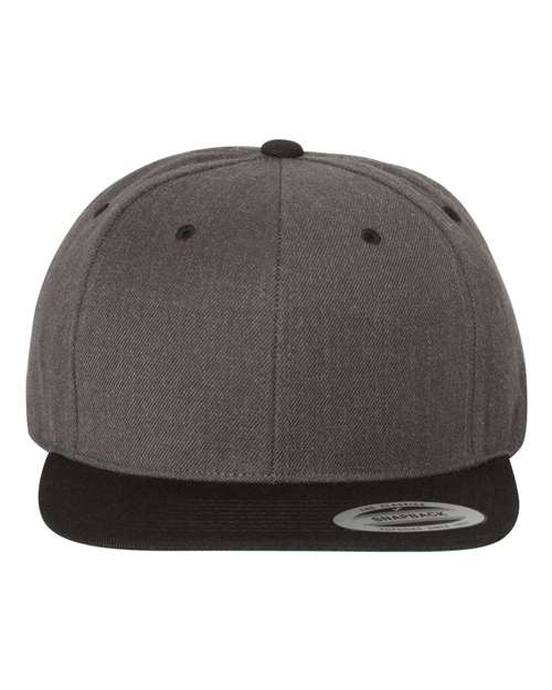 Premium Flat Bill Snapback Cap YP Classics Dark Heather Black Adjustable