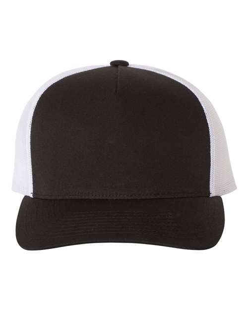 Five-Panel Retro Trucker Cap YP Classics Black White Adjustable