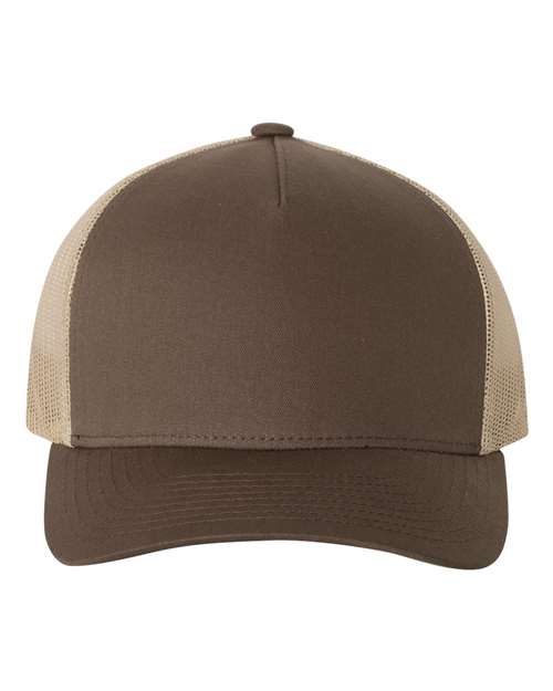 Five-Panel Retro Trucker Cap YP Classics Brown Khaki Adjustable