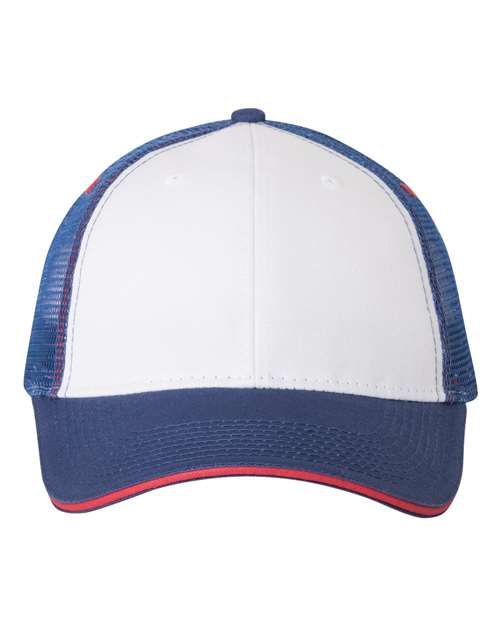 Sandwich Trucker Cap Valucap White Royal Red Adjustable