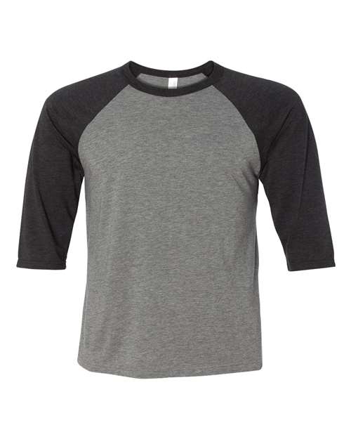 Toddler Three-Quarter Sleeve Baseball Tee BELLA + CANVAS Grey Charcoal Black Triblend 4T