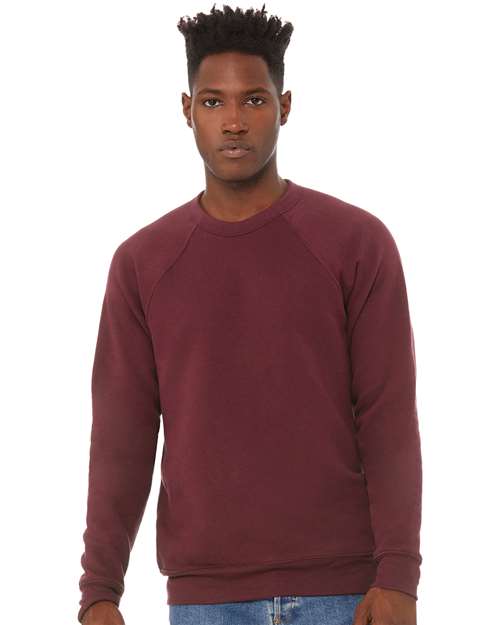 Unisex Sponge Fleece Raglan Crewneck Sweatshirt BELLA + CANVAS Maroon