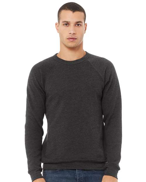 Unisex Sponge Fleece Raglan Crewneck Sweatshirt BELLA + CANVAS Dark Grey Heather
