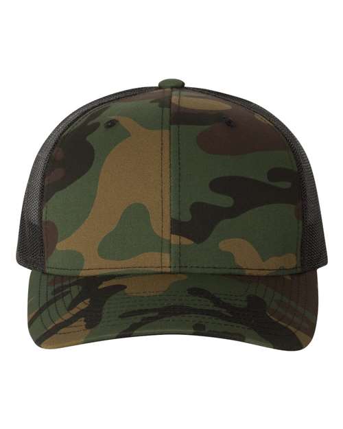 Retro Trucker Cap YP Classics Green Camo Black Adjustable