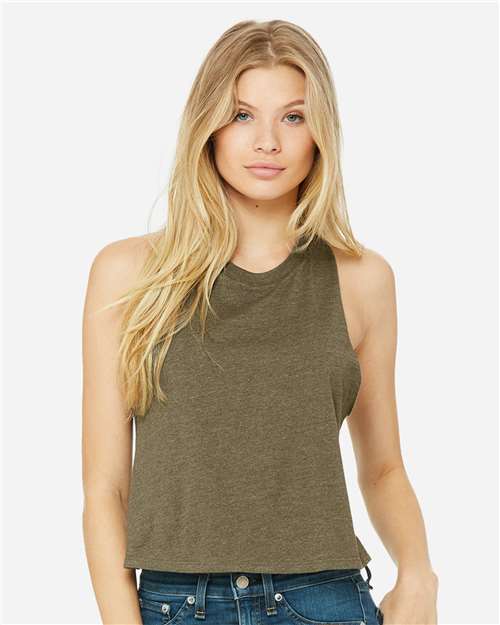 Women's Racerback Crop Tank BELLA + CANVAS Heather Olive