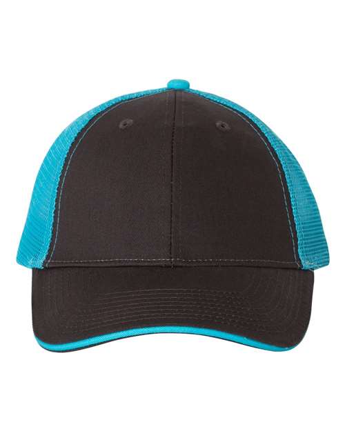 Sandwich Trucker Cap Valucap Charcoal Neon Blue Adjustable