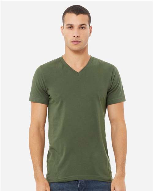 Unisex Jersey V-Neck Tee BELLA + CANVAS Military Green