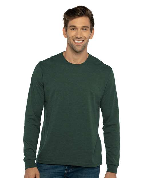 Unisex Sueded Long Sleeve T-Shirt Next Level Heather Forest Green
