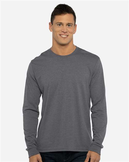 Unisex Sueded Long Sleeve T-Shirt Next Level Heather Metal