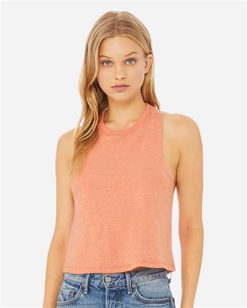 Women's Racerback Crop Tank BELLA + CANVAS Heather Sunset