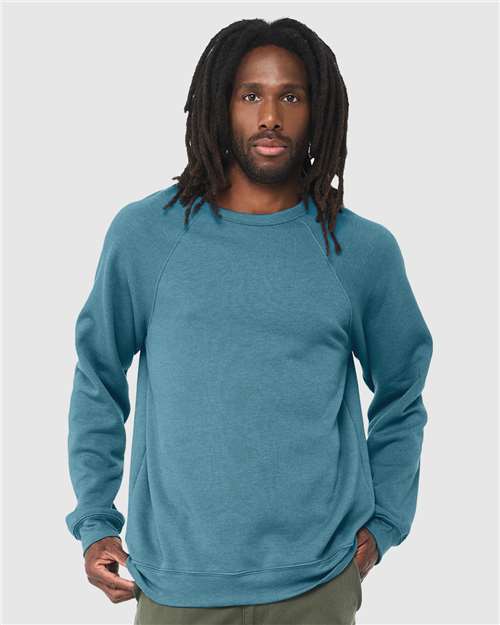Unisex Sponge Fleece Raglan Crewneck Sweatshirt BELLA + CANVAS Heather Deep Teal