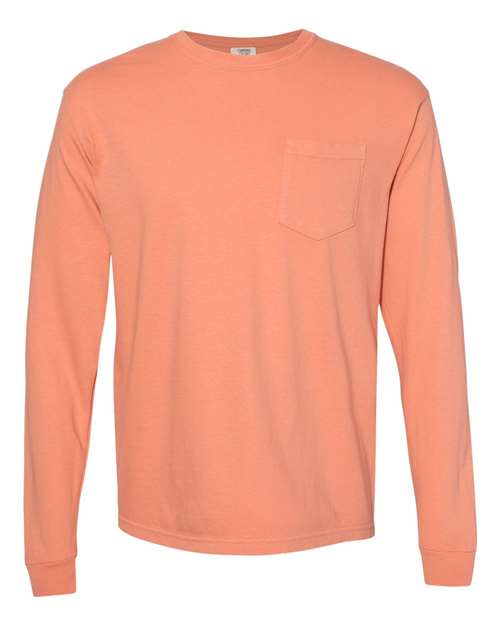 Unisex Garment-Dyed Heavyweight Long Sleeve Pocket T-Shirt Comfort Colors Terracotta S