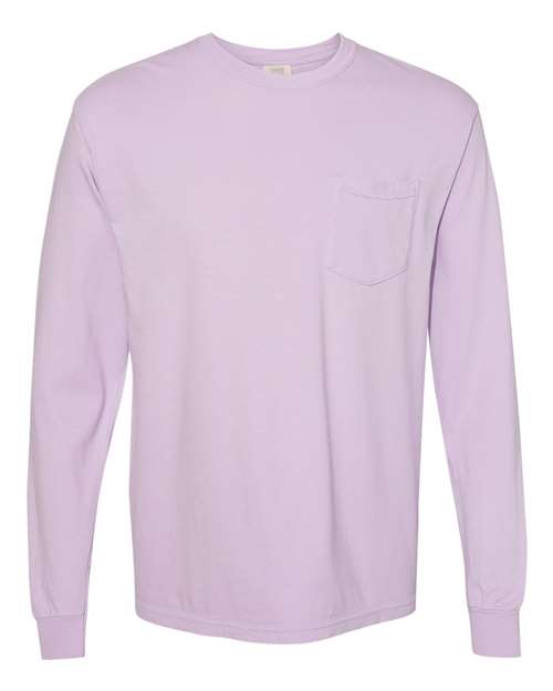 Unisex Garment-Dyed Heavyweight Long Sleeve Pocket T-Shirt Comfort Colors Orchid 3XL