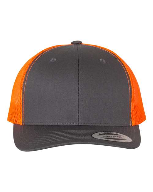 Retro Trucker Cap YP Classics Charcoal Neon Orange Adjustable