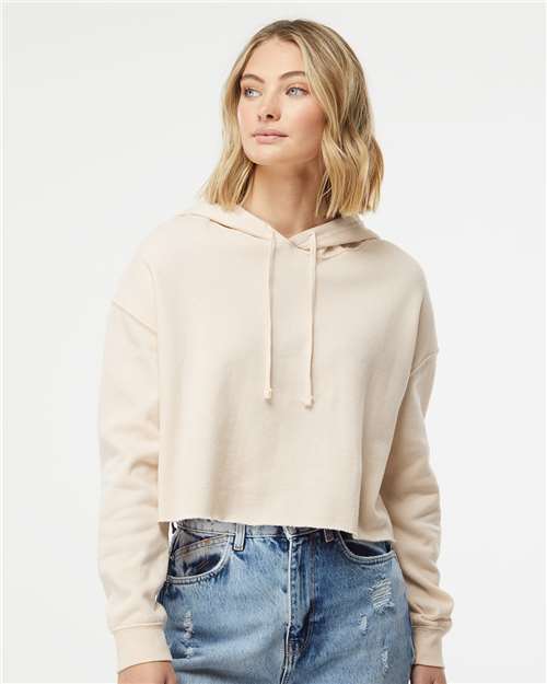 Women’s Lightweight Crop Hooded Sweatshirt Independent Trading Co. Bone